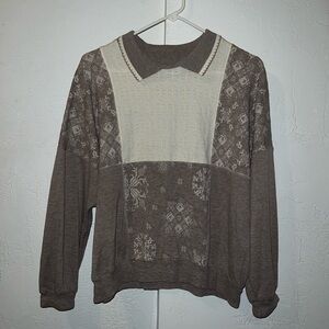 Vintage Patchwork Collared Sweatshirt